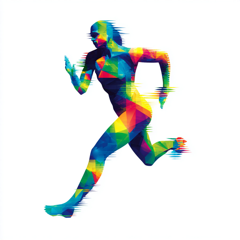 Female runner sprinting on track colorful spo, athlete clipart