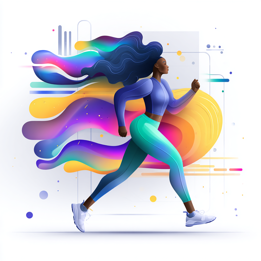 Female runner sprinting on track colorful spo, athlete clipart