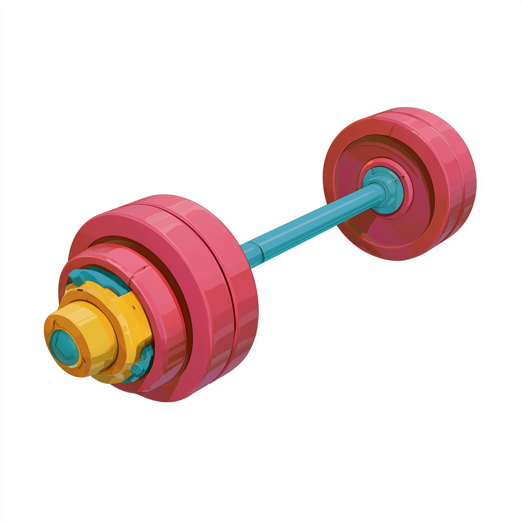 Colorful barbell with red weight plates fitne, barbell clipart