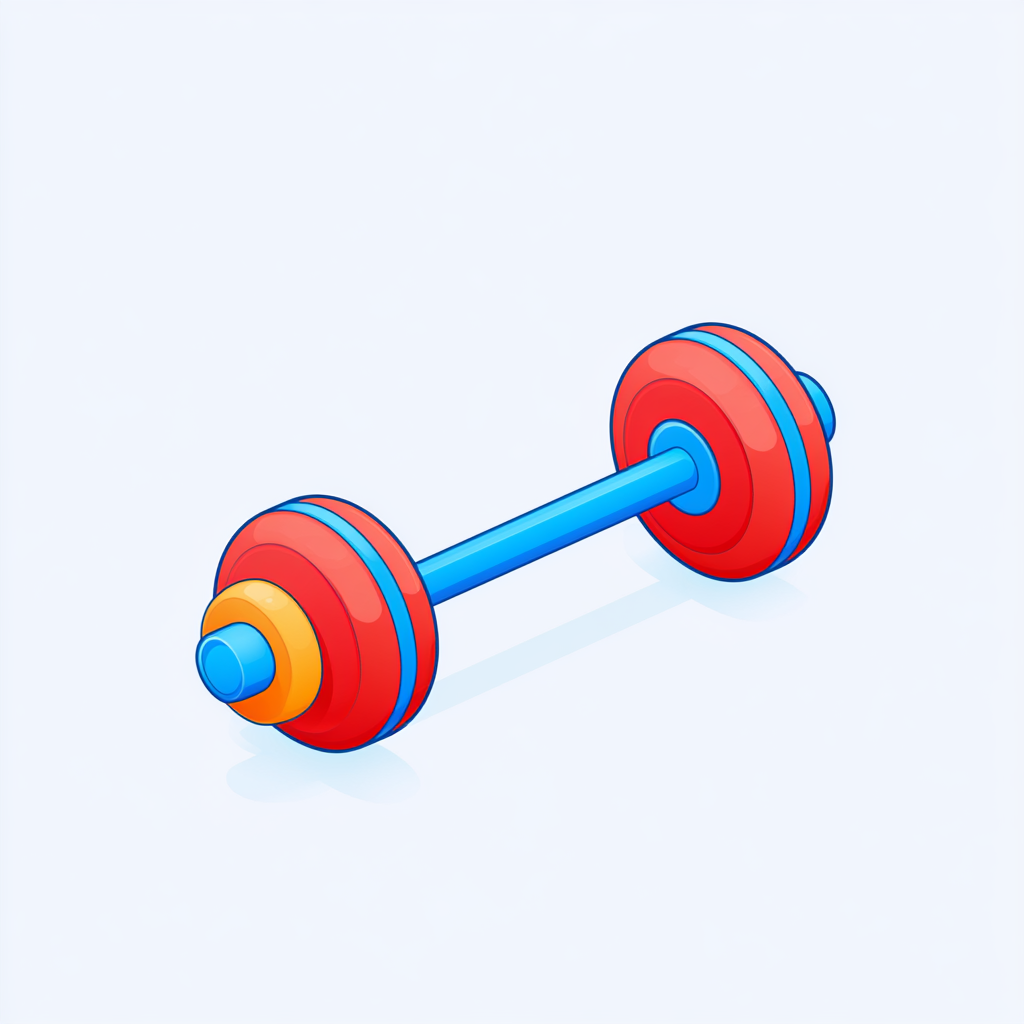 Colorful barbell with red weight plates fitne, barbell clipart