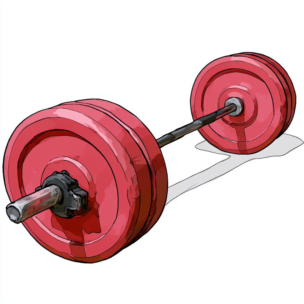 Colorful barbell with red weight plates fitne, barbell clipart
