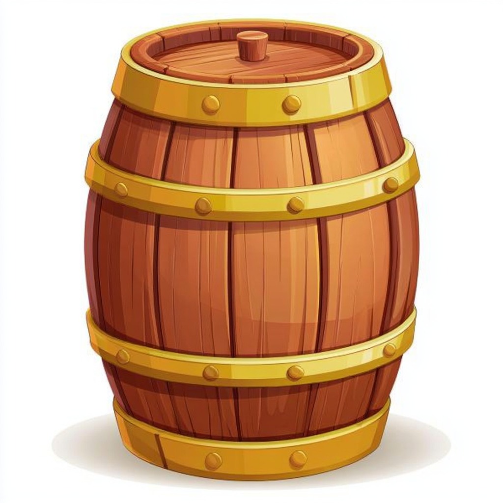 Whiskey barrel illustration vintage wooden cas, barrel clipart
