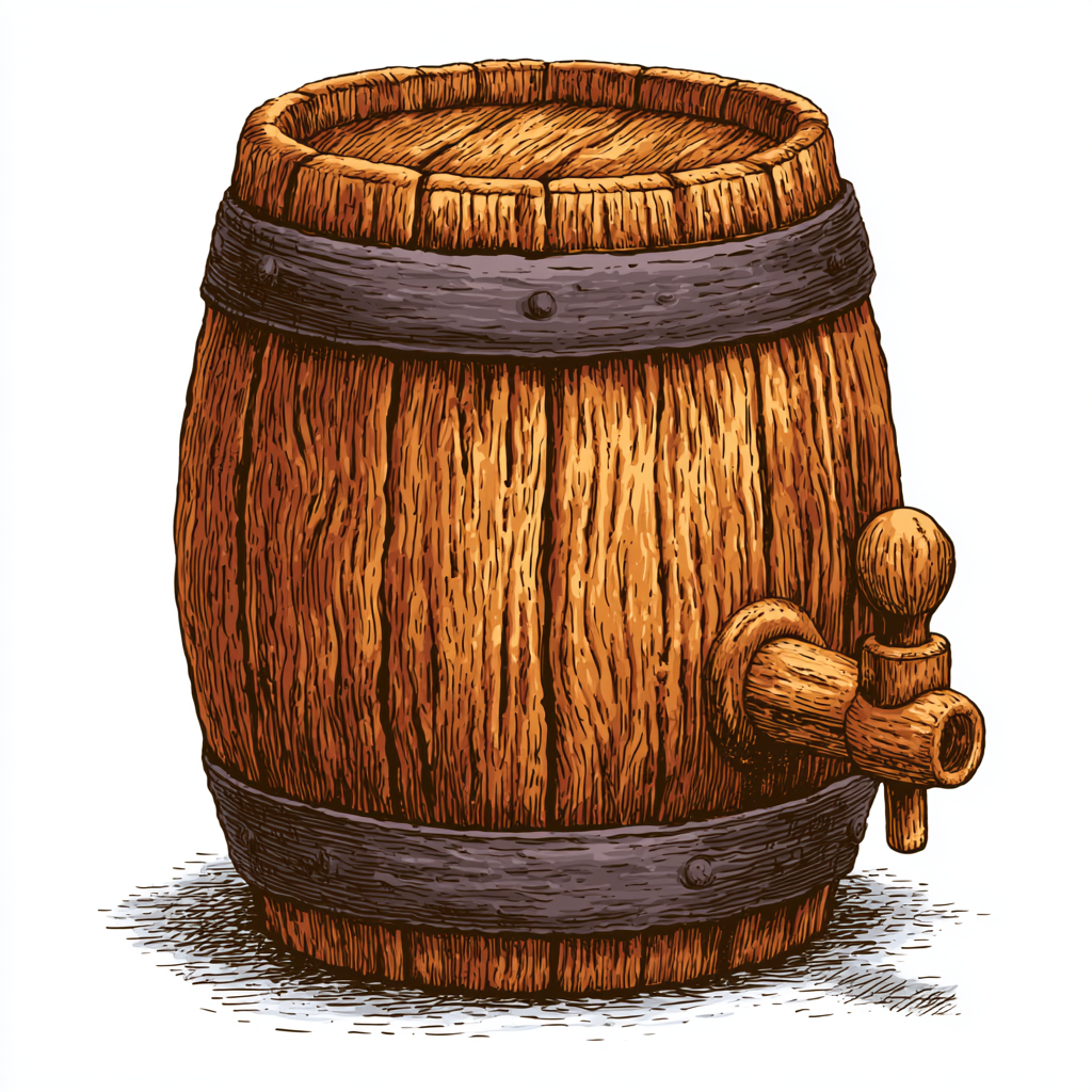 Whiskey barrel illustration vintage wooden cas, barrel clipart