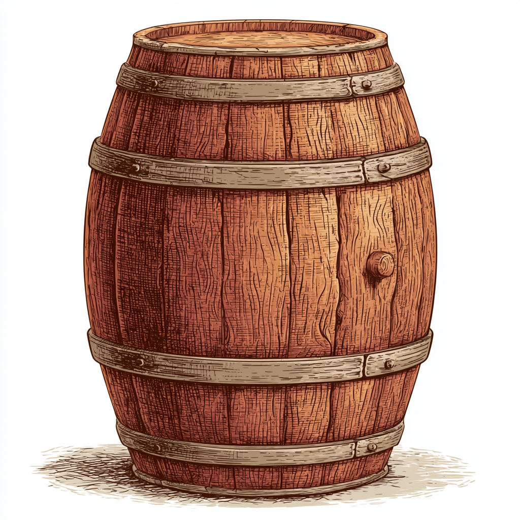 Whiskey barrel illustration vintage wooden cas, barrel clipart