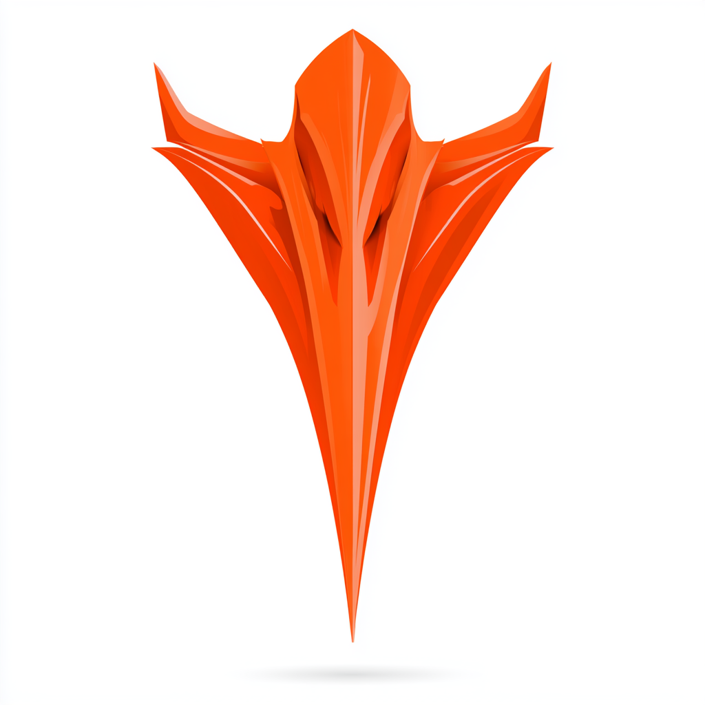 Cartoon bird beak front view bright orange color, beak clipart