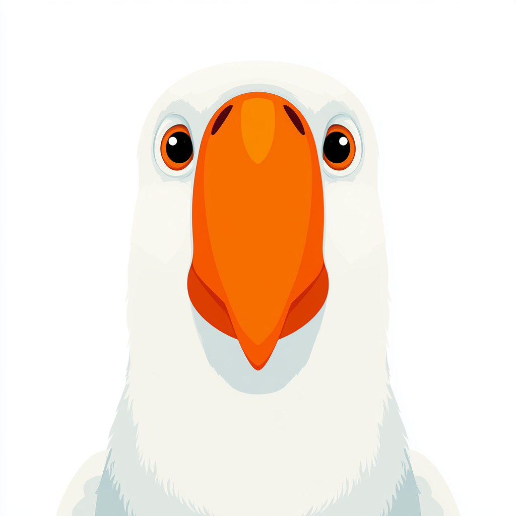 Cartoon bird beak front view bright orange color, beak clipart