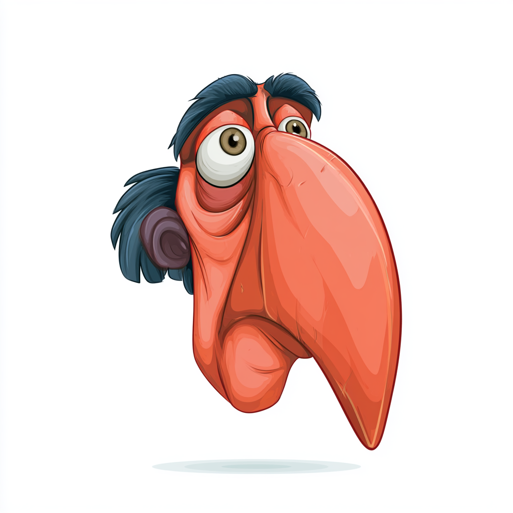 Cartoon bird beak front view bright orange color, beak clipart