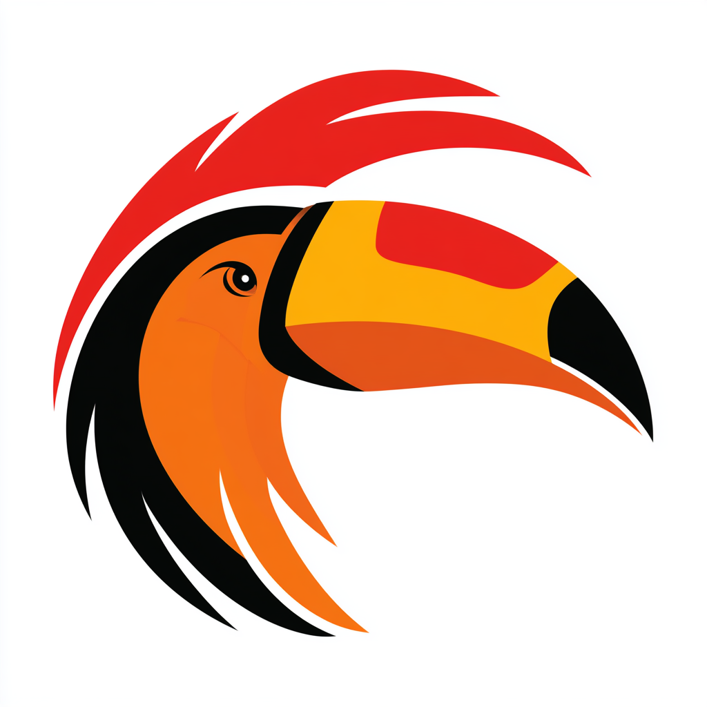 Colorful toucan beak side view with orange yello, beak clipart