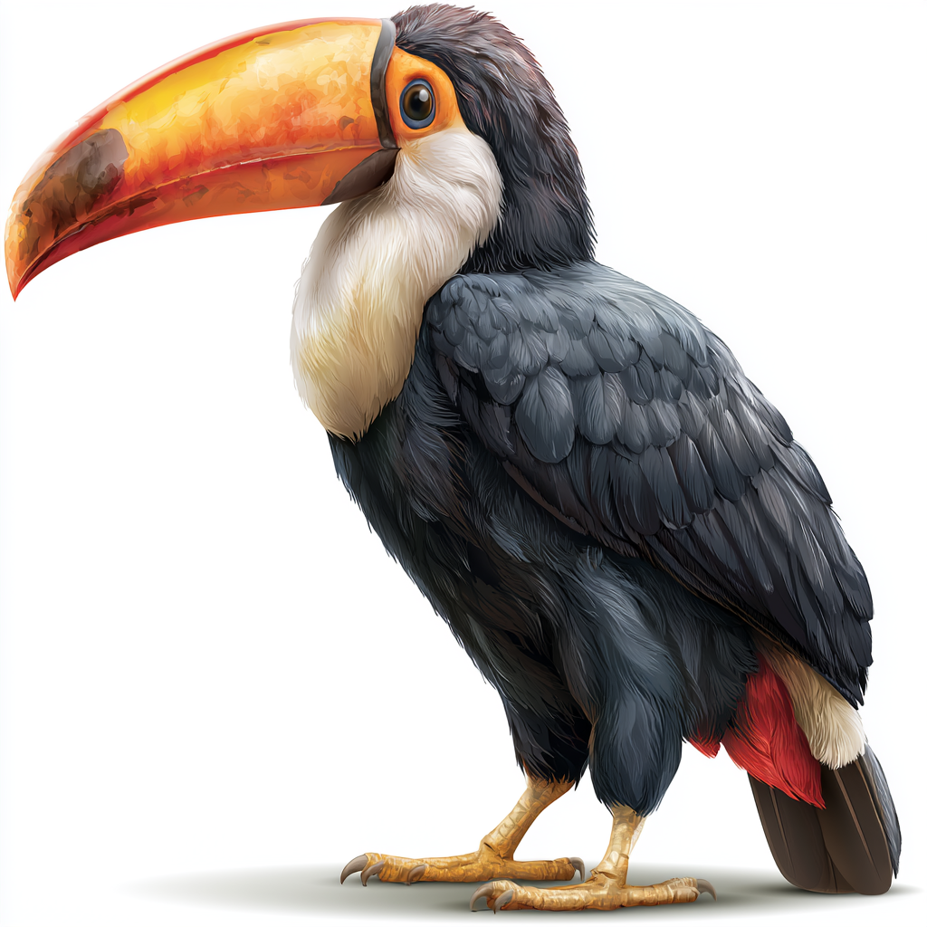 Colorful toucan beak side view with orange yello, beak clipart