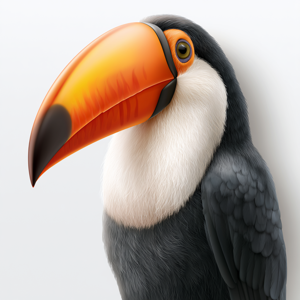 Colorful toucan beak side view with orange yello, beak clipart