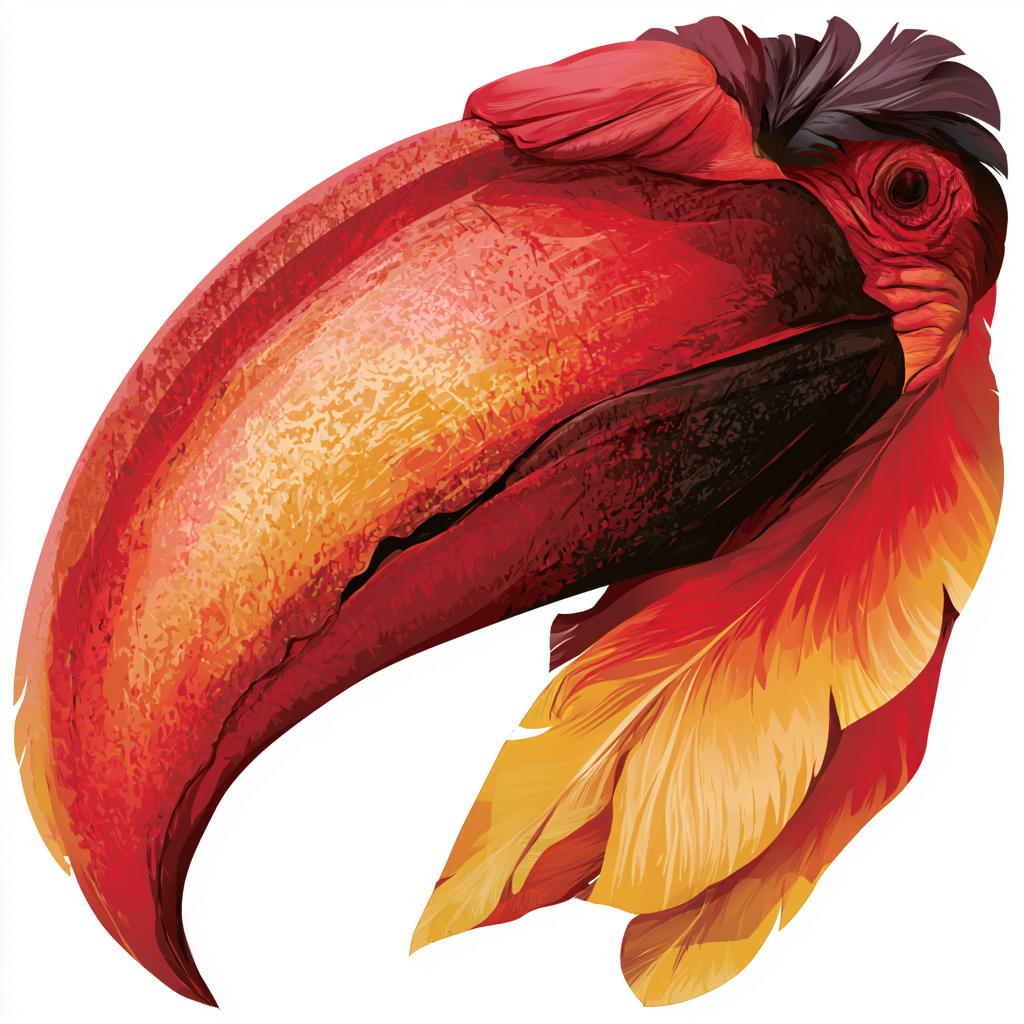Parrot beak close up with red and yellow colors, beak clipart