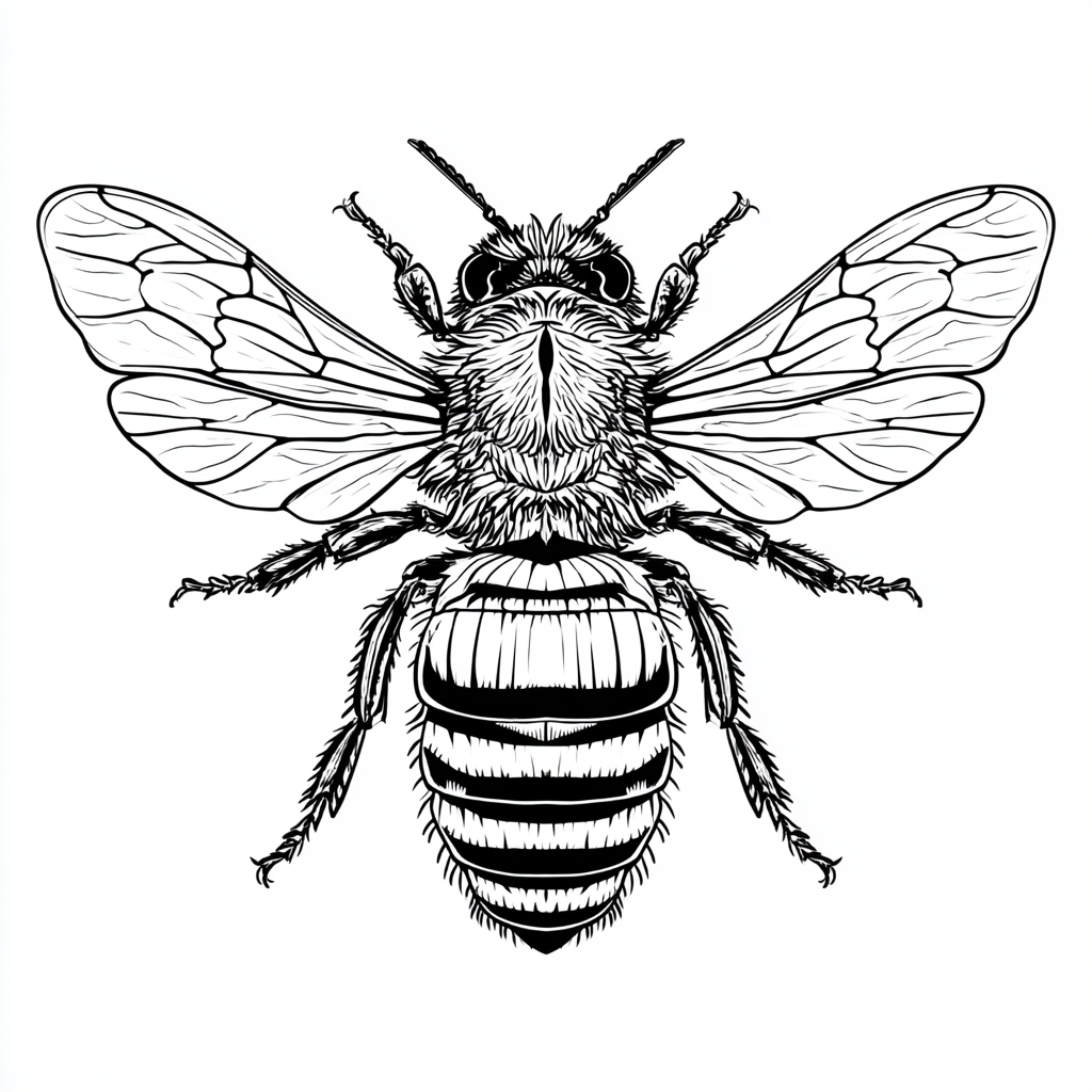Black and white bee outline printable coloring pa, bee clipart