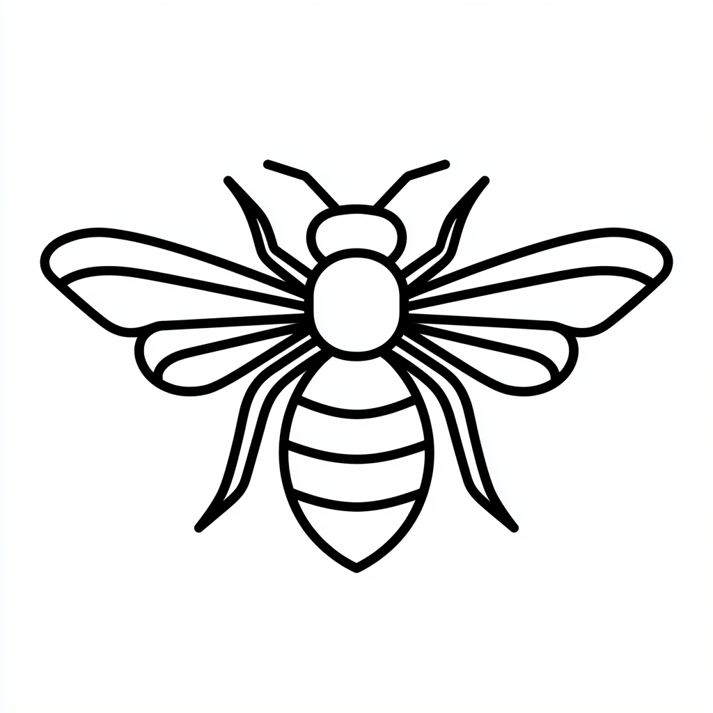 Black and white bee outline printable coloring pa, bee clipart