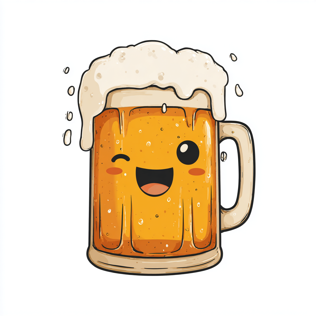 Cartoon beer mug with happy face and foam top fu, beer clipart