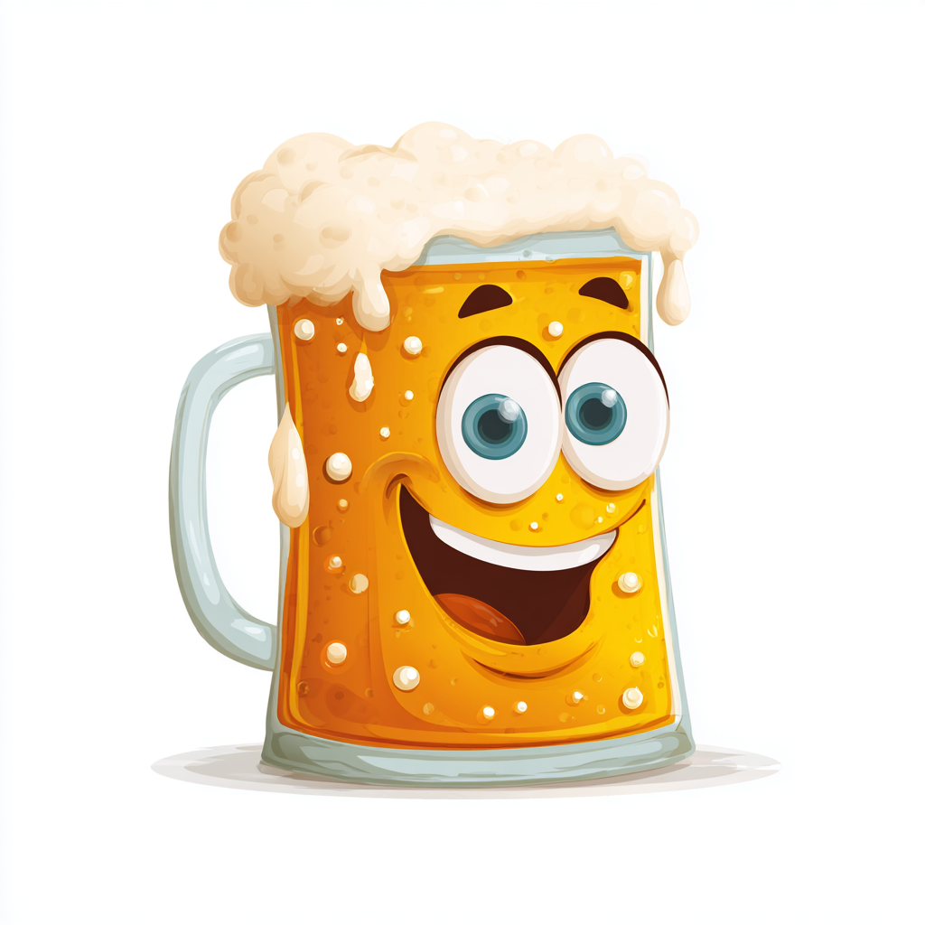Cartoon beer mug with happy face and foam top fu, beer clipart