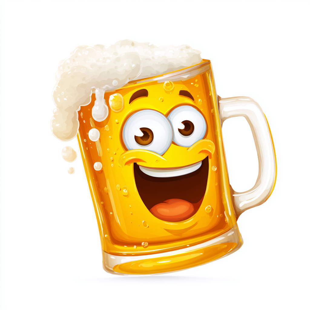 Cartoon beer mug with happy face and foam top fu, beer clipart