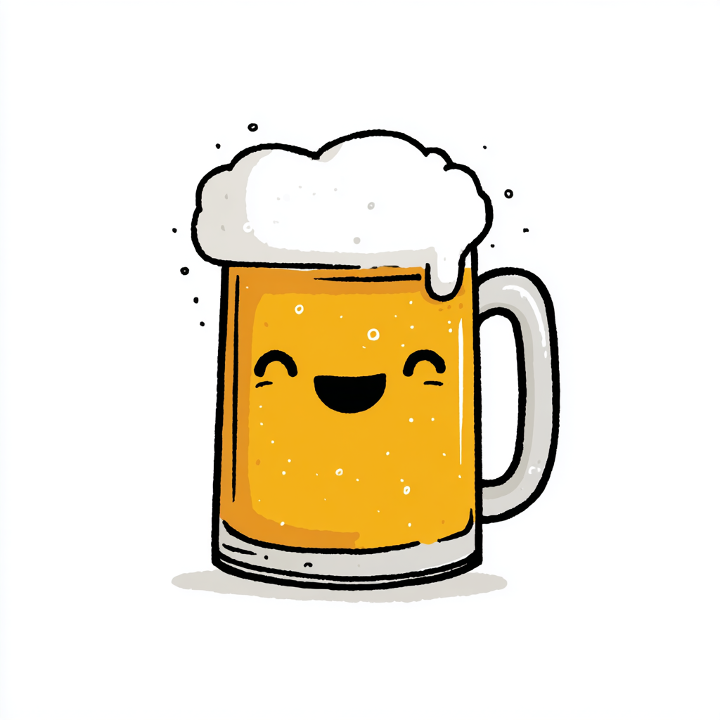 Cartoon beer mug with happy face and foam top fu, beer clipart