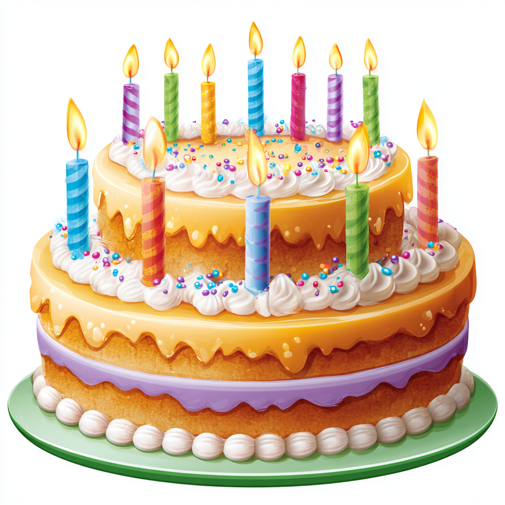 Colorful birthday cake with candles and, birthday cake clipart