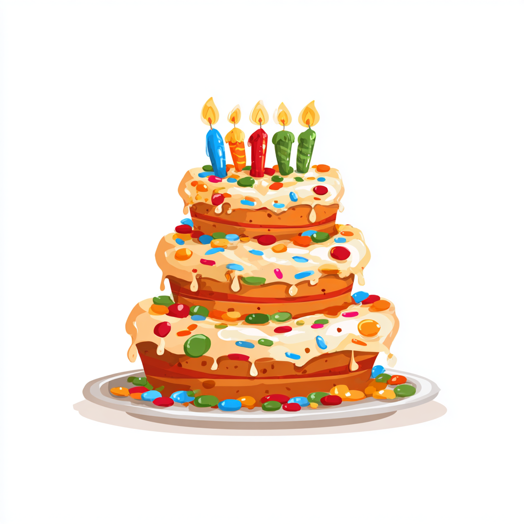 Colorful birthday cake with candles and, birthday cake clipart