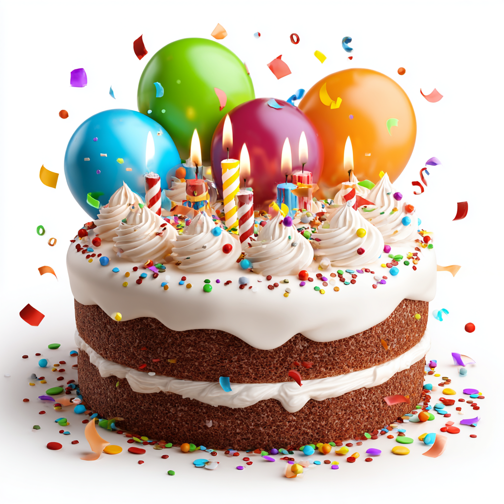Colorful layered birthday cake with lit, birthday cake clipart