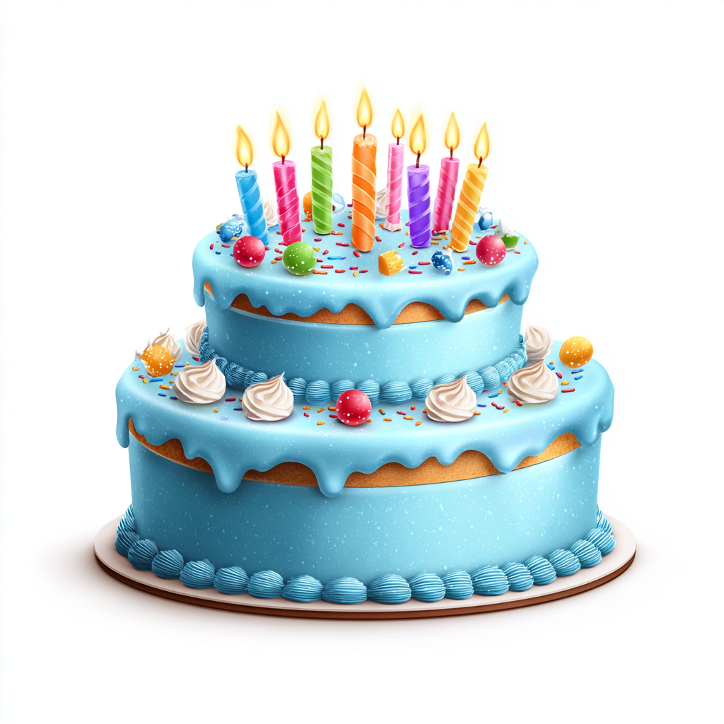 Two tier birthday cake with colorful ca, birthday cake clipart