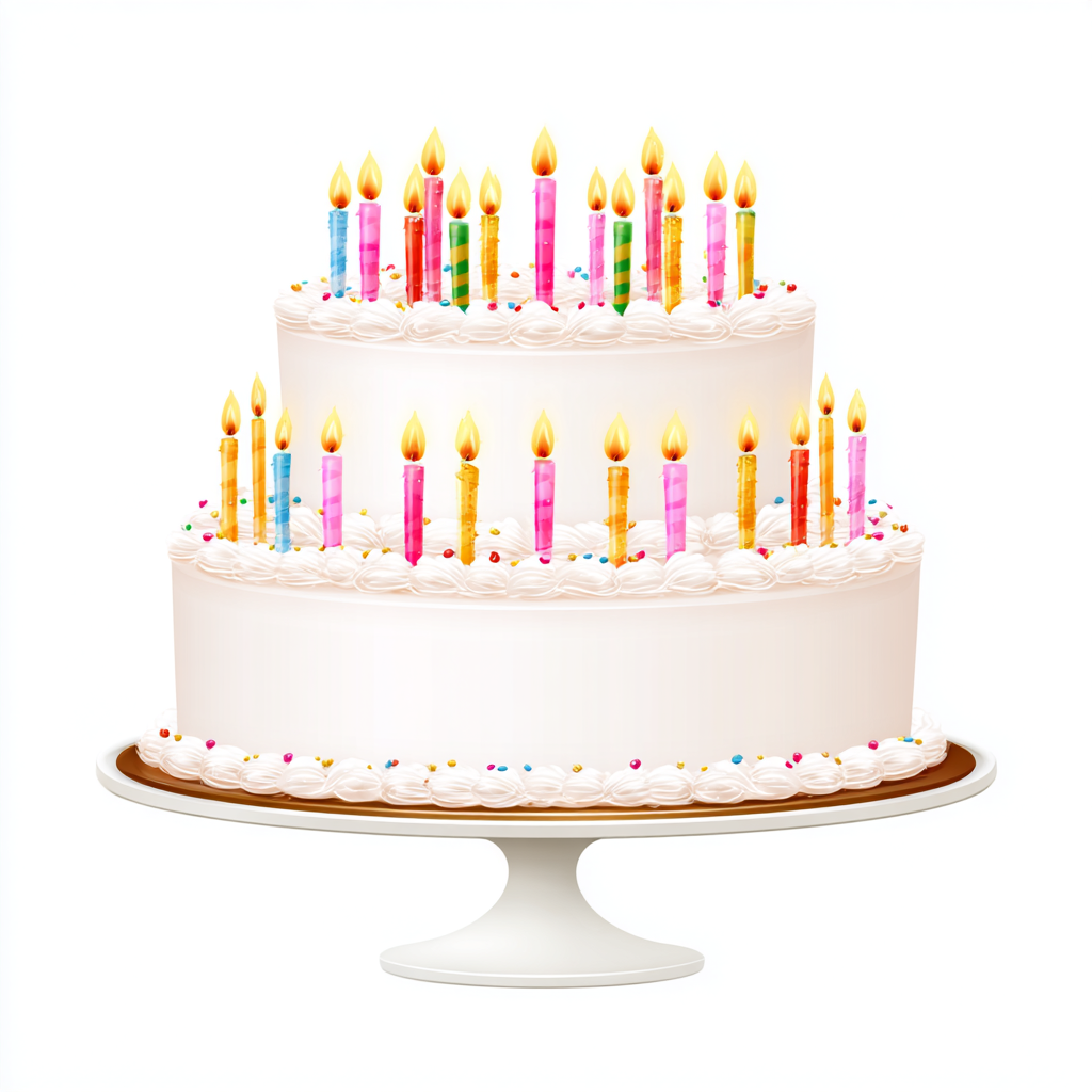Two tier birthday cake with colorful ca, birthday cake clipart