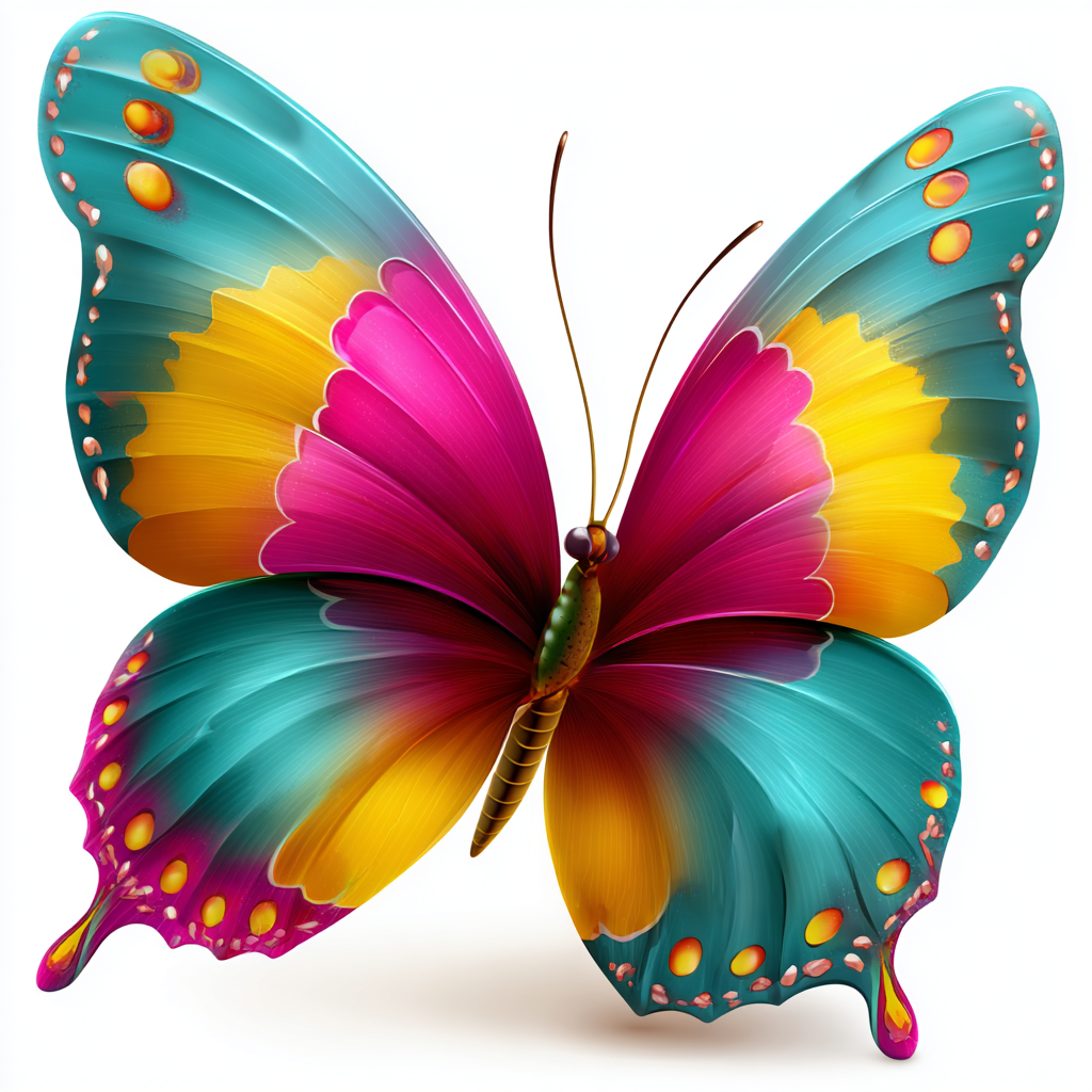 Colorful butterfly with pink blue and yello, butterfly clipart