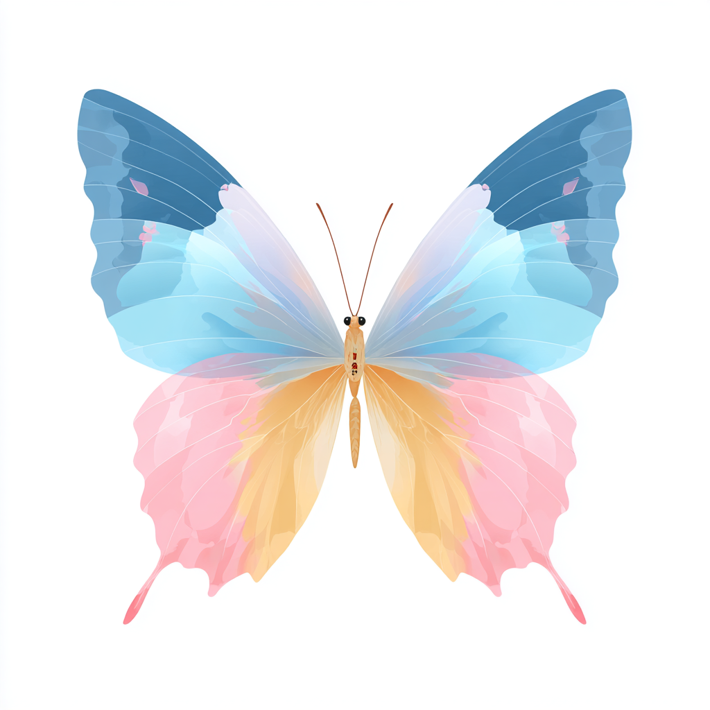 Colorful butterfly with pink blue and yello, butterfly clipart