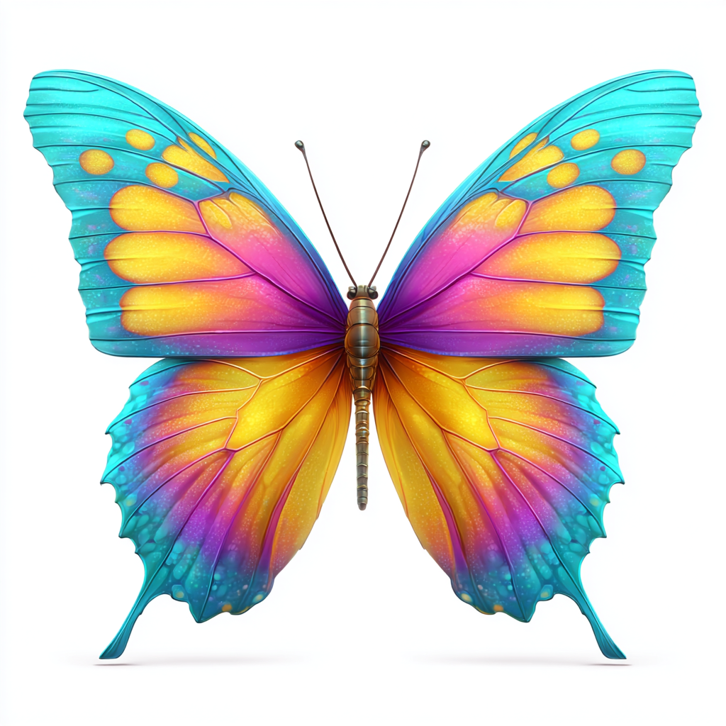 Colorful butterfly with pink blue and yello, butterfly clipart