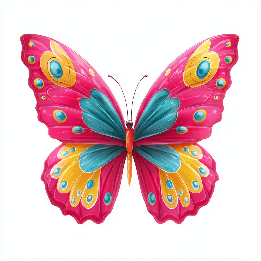 Colorful butterfly with pink blue and yello, butterfly clipart