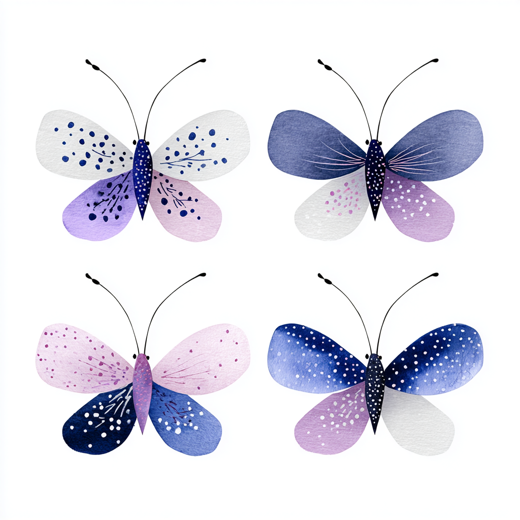 Watercolor butterfly set with pastel wings, butterfly clipart