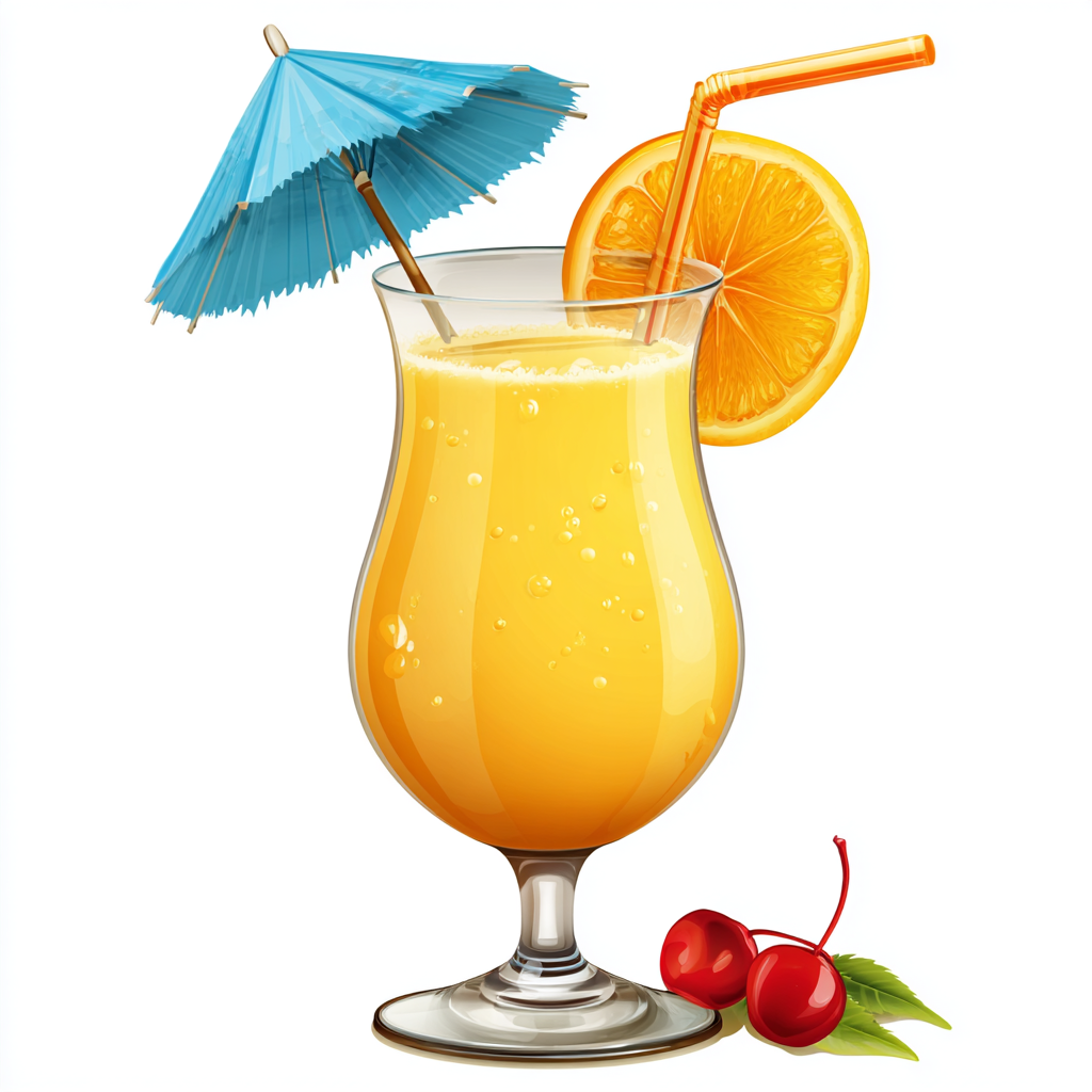 Colorful tropical cocktail glass with umbrel, cocktail clipart