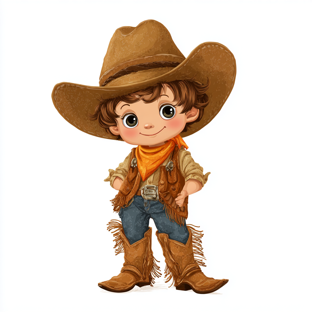 Baby cowboy with oversized hat and boots cute, cowboy clipart