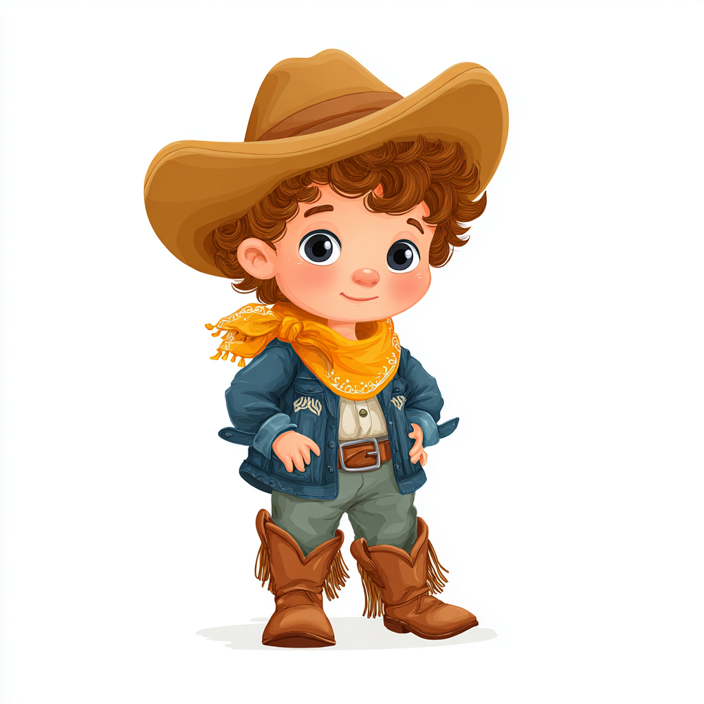 Baby cowboy with oversized hat and boots cute, cowboy clipart
