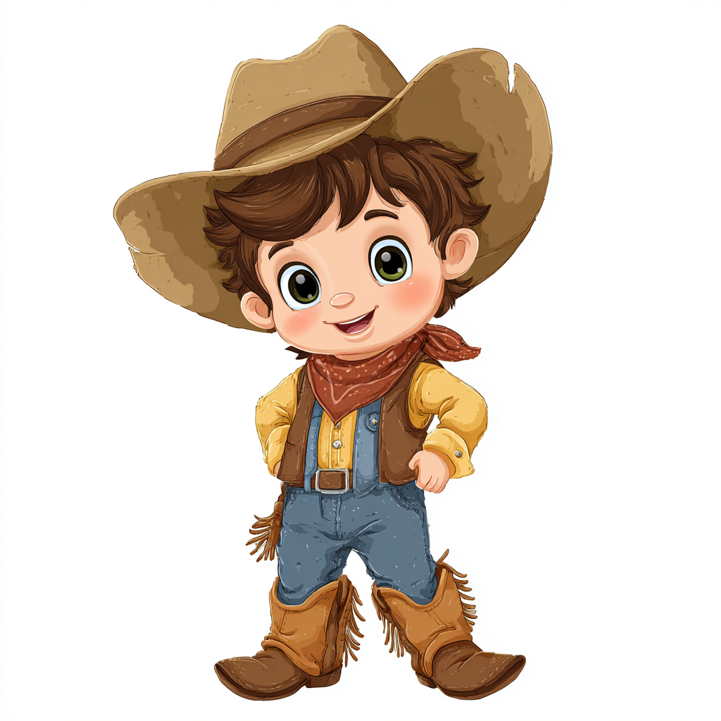 Baby cowboy with oversized hat and boots cute, cowboy clipart