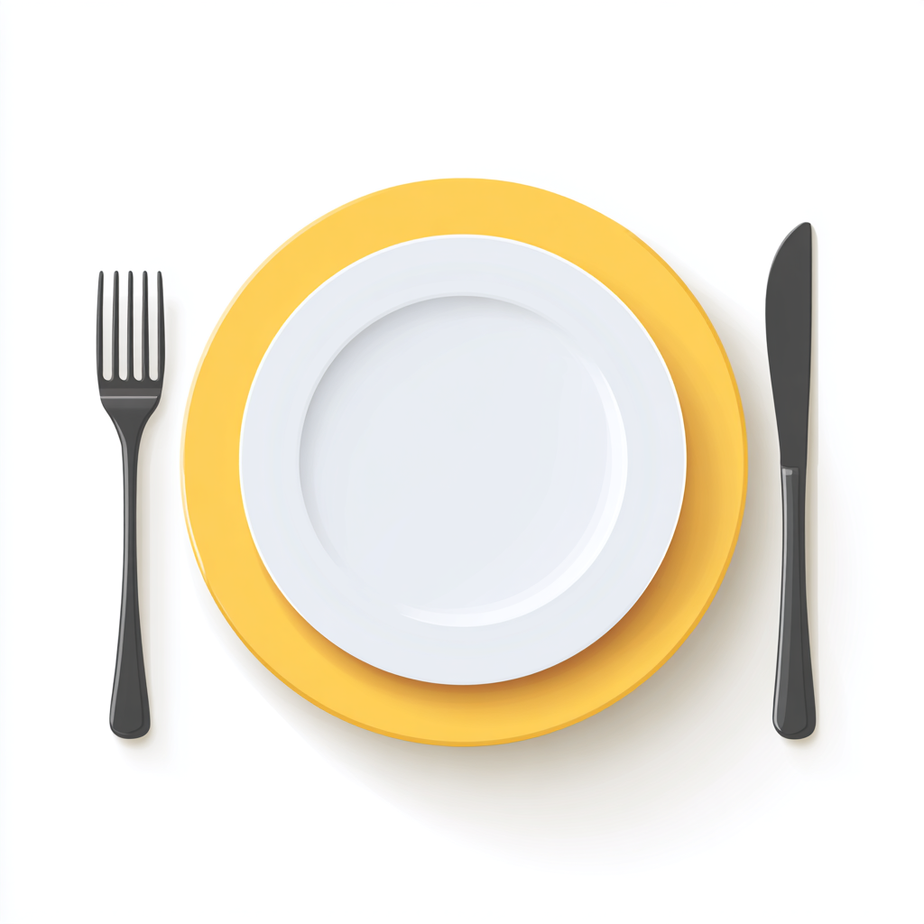 Dinner plate with fork and knife simple flat, dinner clipart