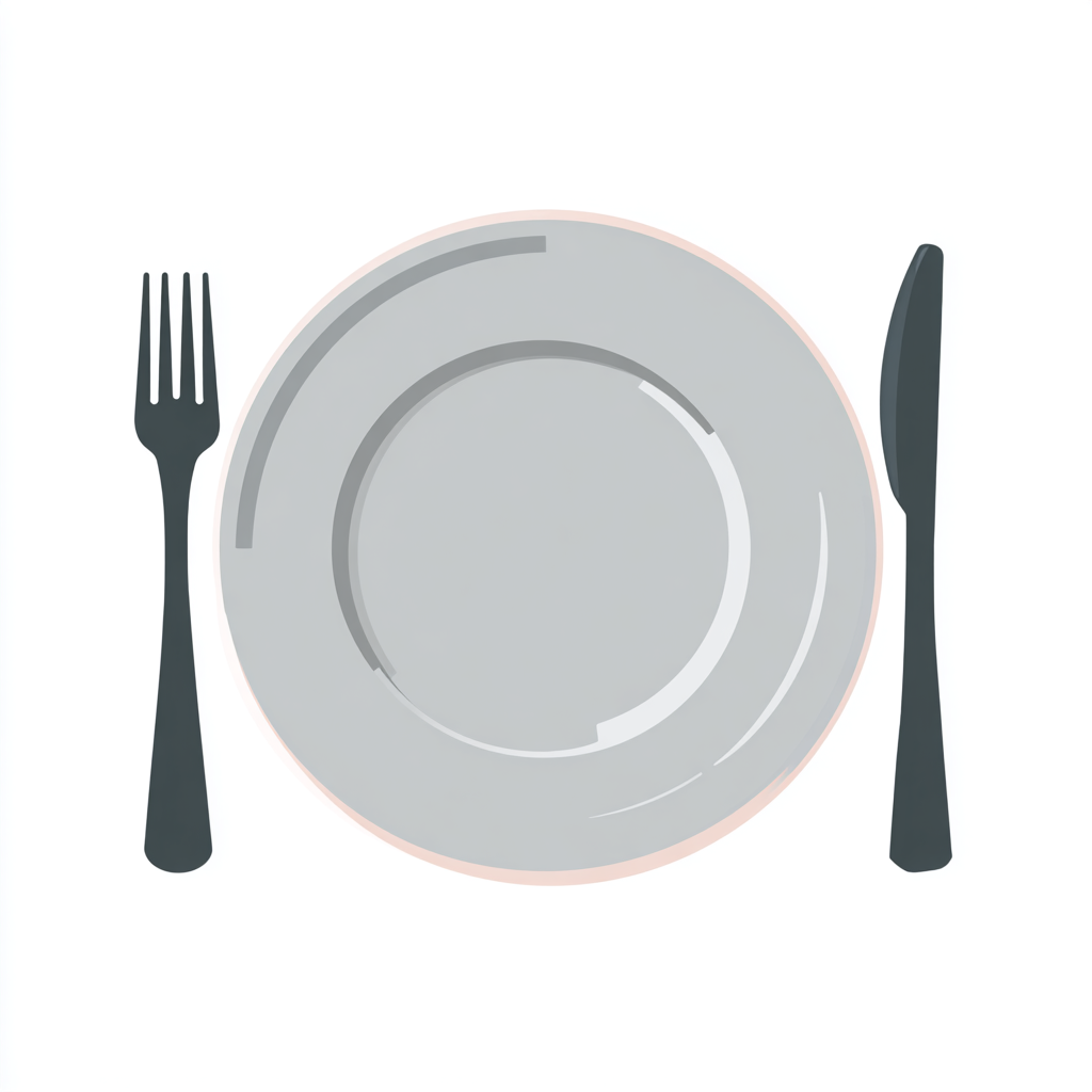 Dinner plate with fork and knife simple flat, dinner clipart