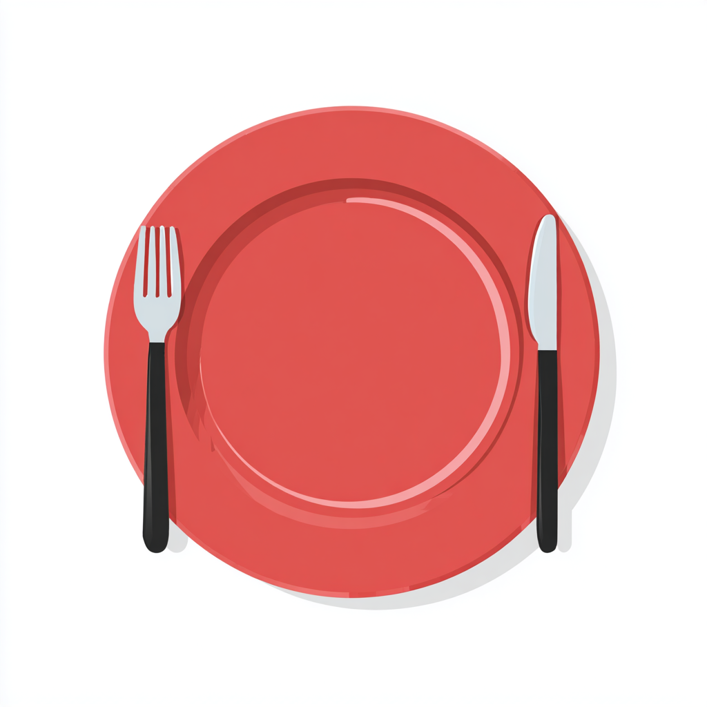 Dinner plate with fork and knife simple flat, dinner clipart