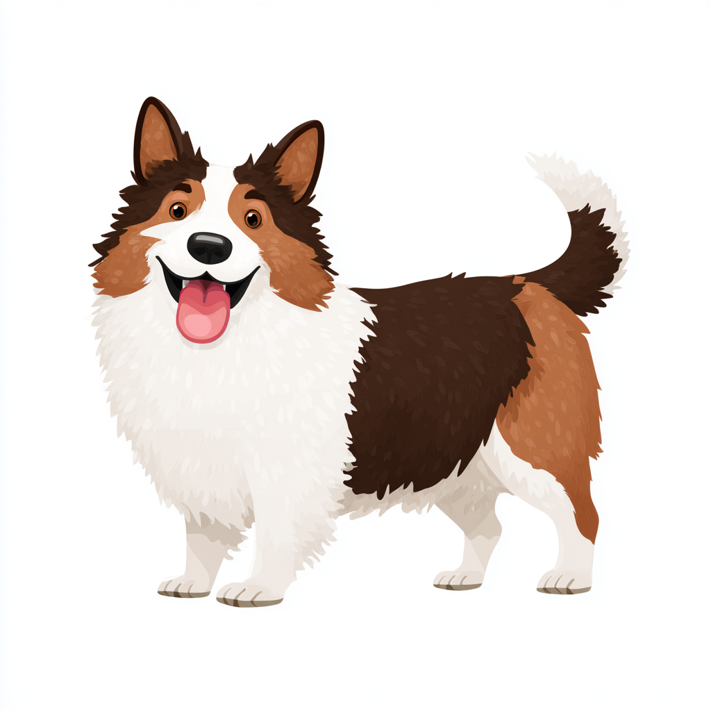Happy dog with wagging tail cute cartoon vector, dog clipart
