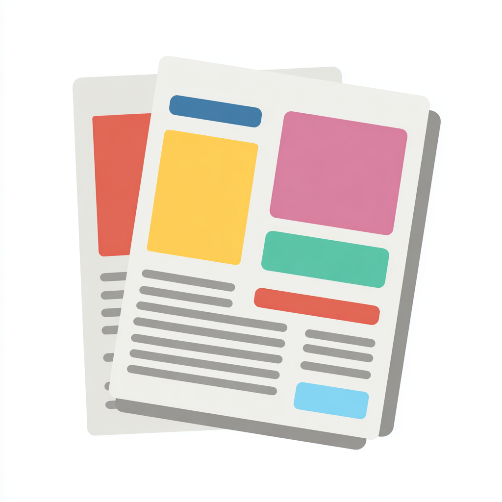 Newspaper front page with colorful section, journalism clipart