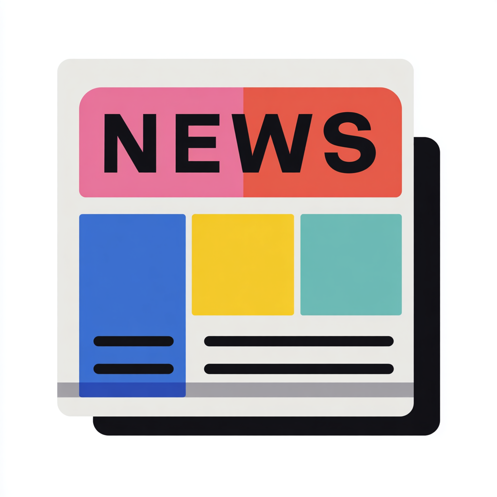 Newspaper front page with colorful section, journalism clipart