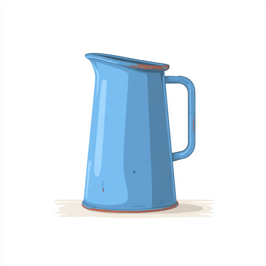 Old fashioned metal water jug vintage pitcher car, jug clipart