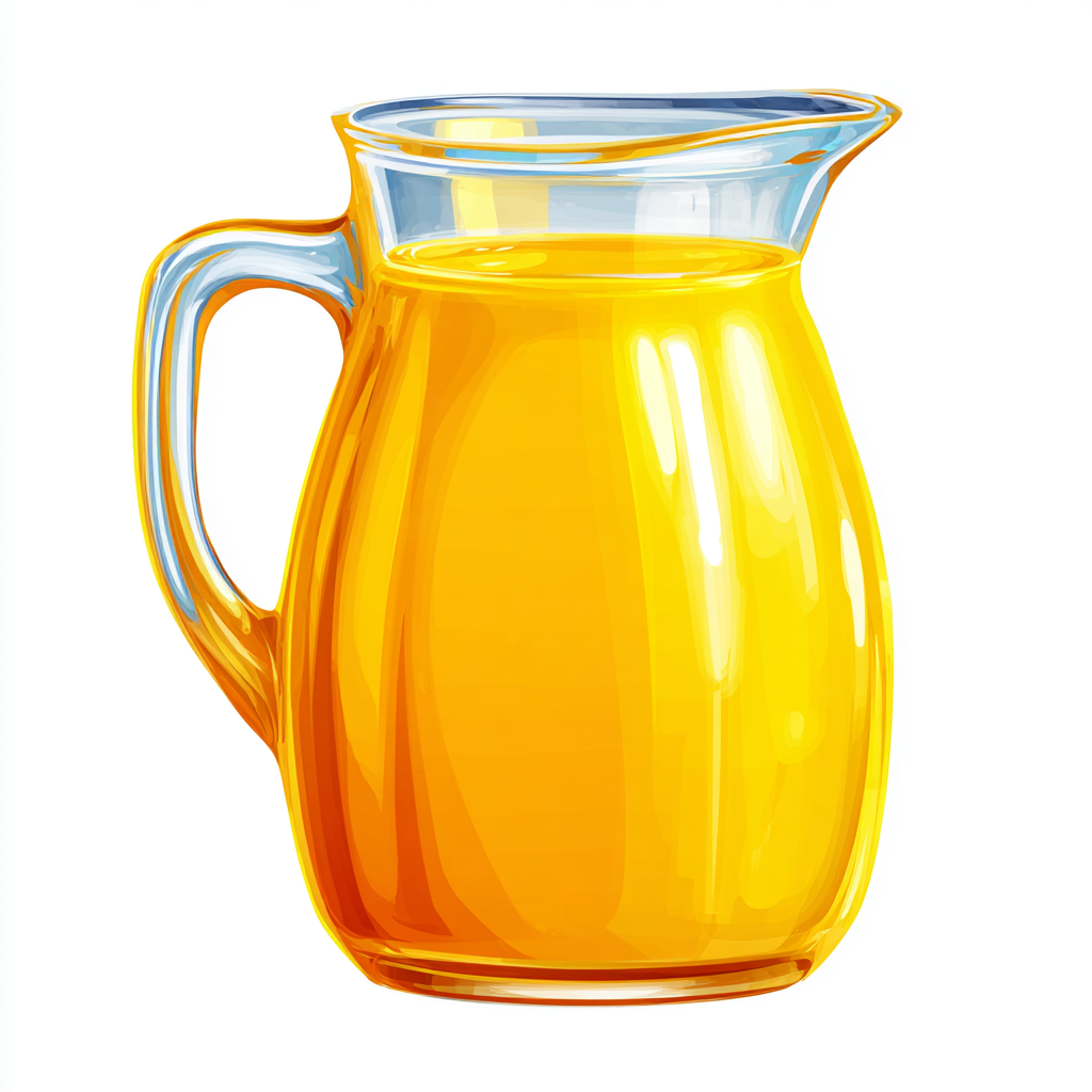 Orange juice jug with handle colorful drink pitch, jug clipart