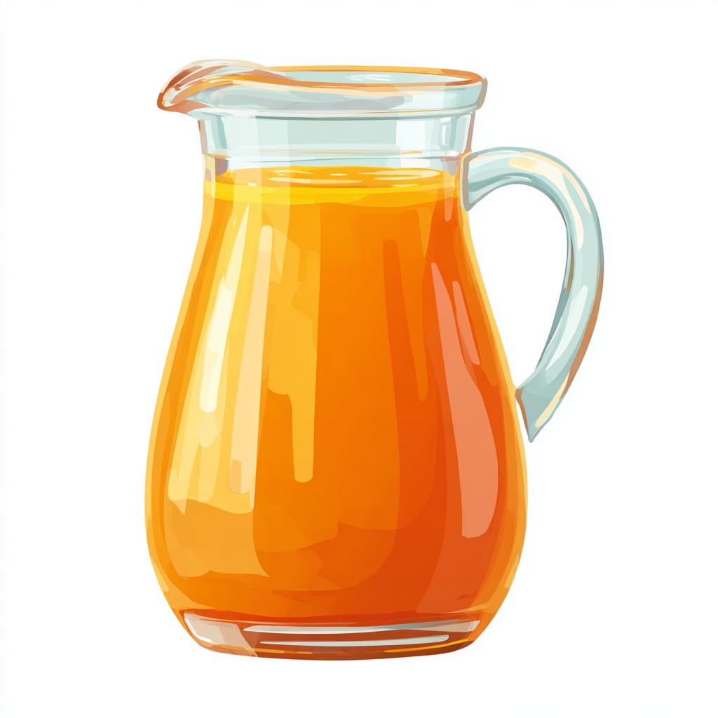 Orange juice jug with handle colorful drink pitch, jug clipart
