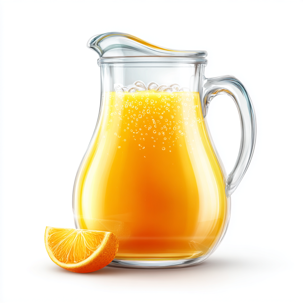 Orange juice jug with handle colorful drink pitch, jug clipart
