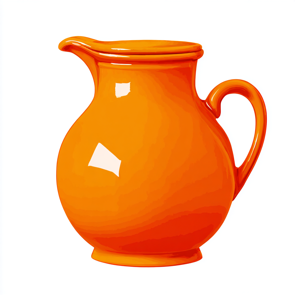 Orange juice jug with handle colorful drink pitch, jug clipart