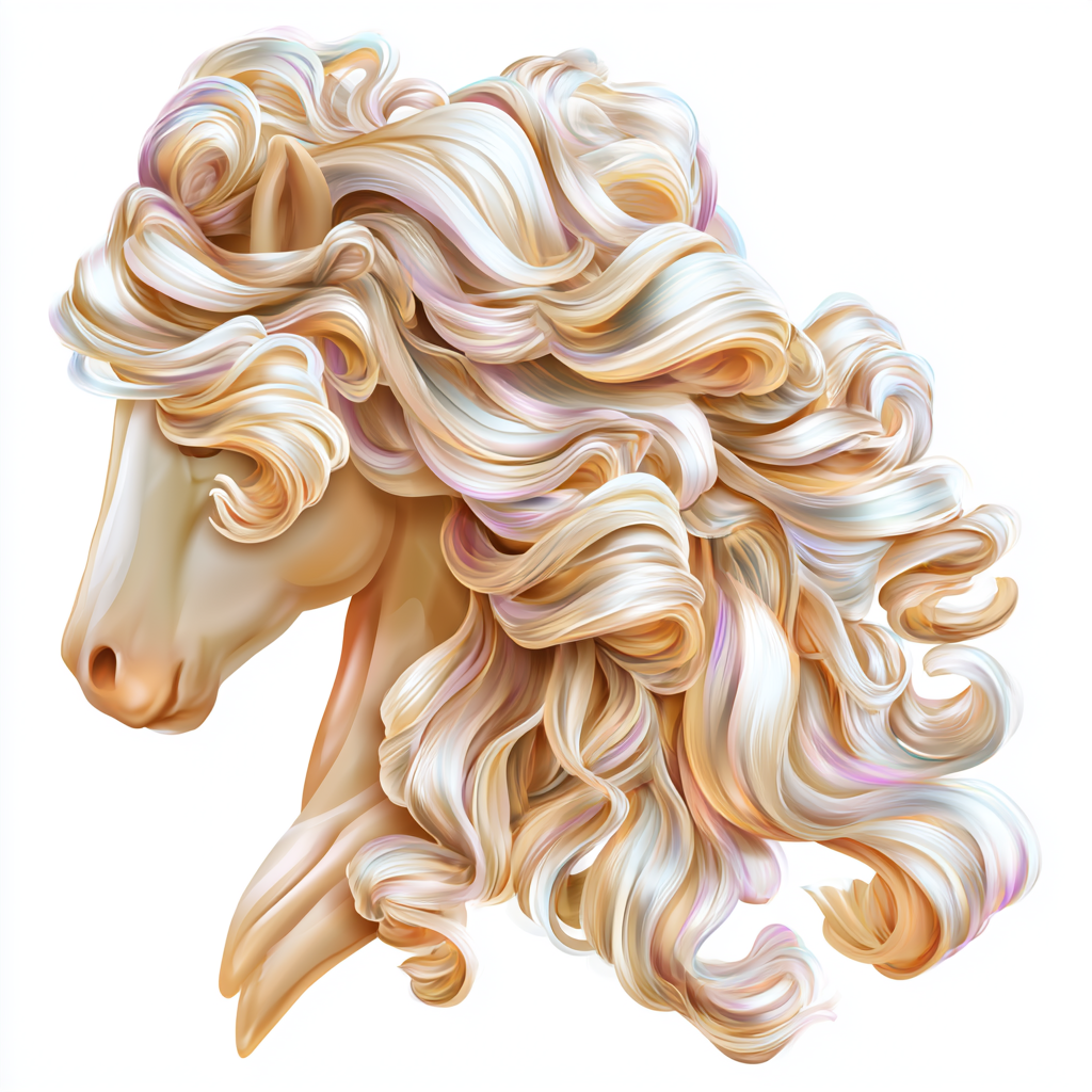 Horse mane flowing in the wind realistic colorfu, mane clipart