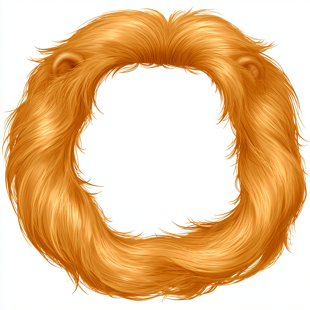 Lion mane frame with empty circular center color, mane clipart
