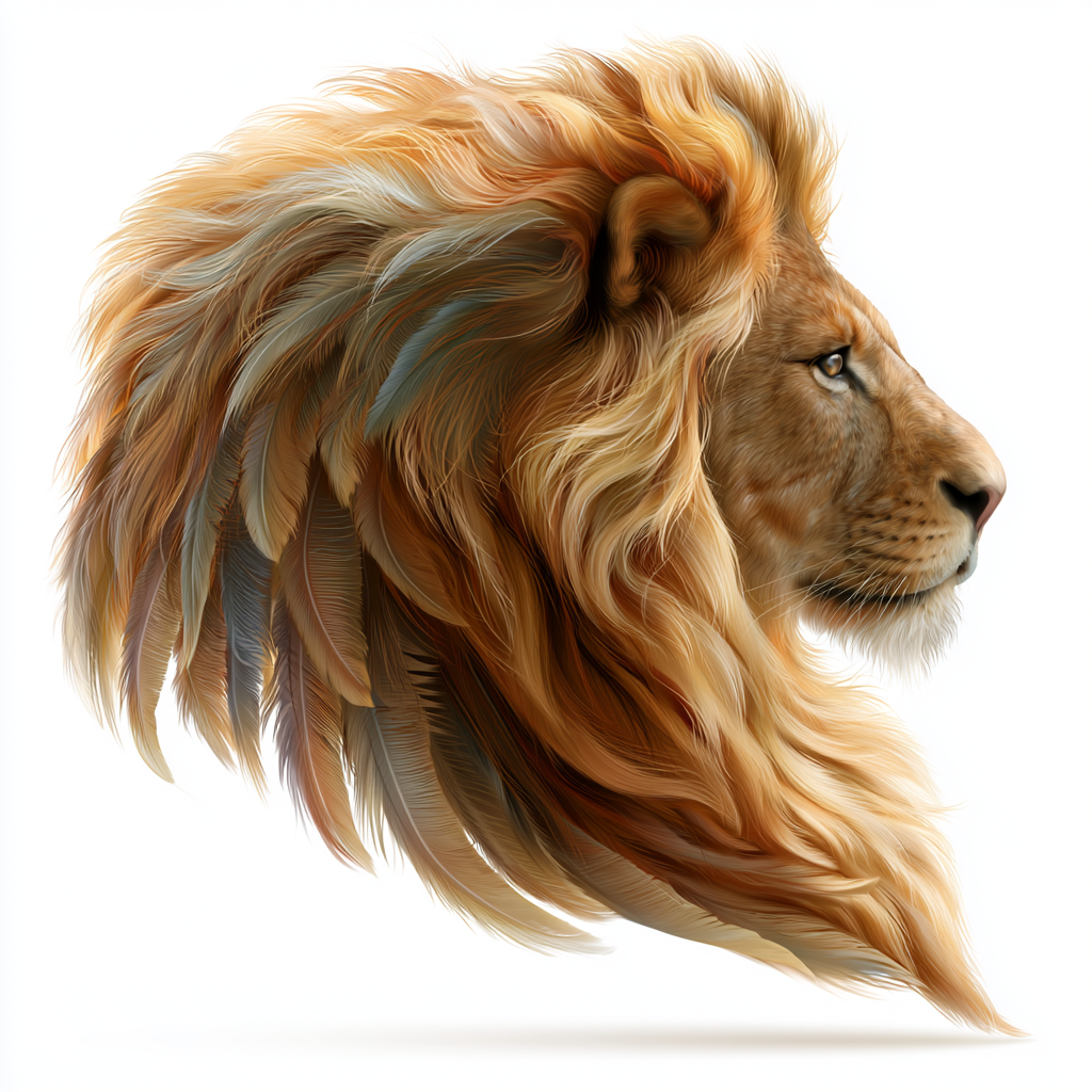 Lion mane with fluffy orange and brown fur color, mane clipart