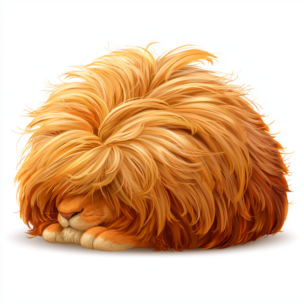 Lion mane with fluffy orange and brown fur color, mane clipart